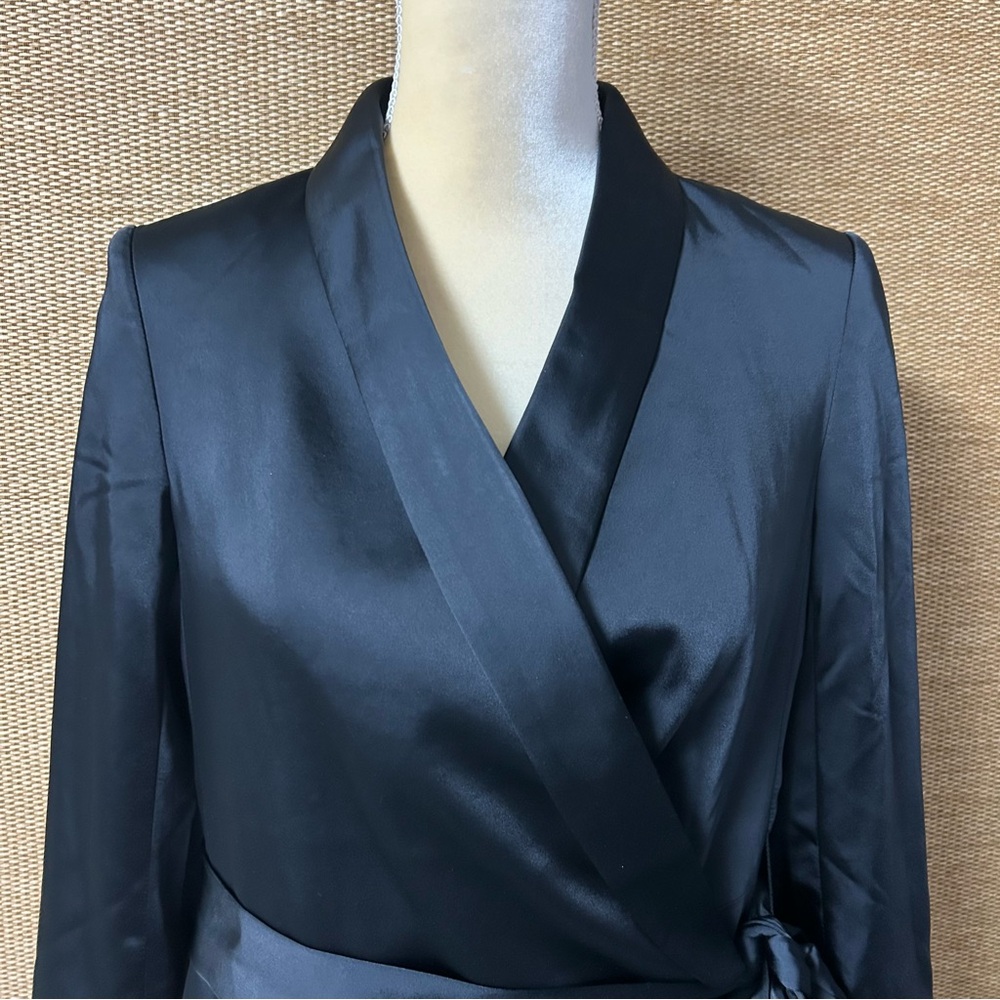 Express Wrap Blazer Womens S Black Side Tie Lined Chic Career Business Office - Picture 2 of 13
